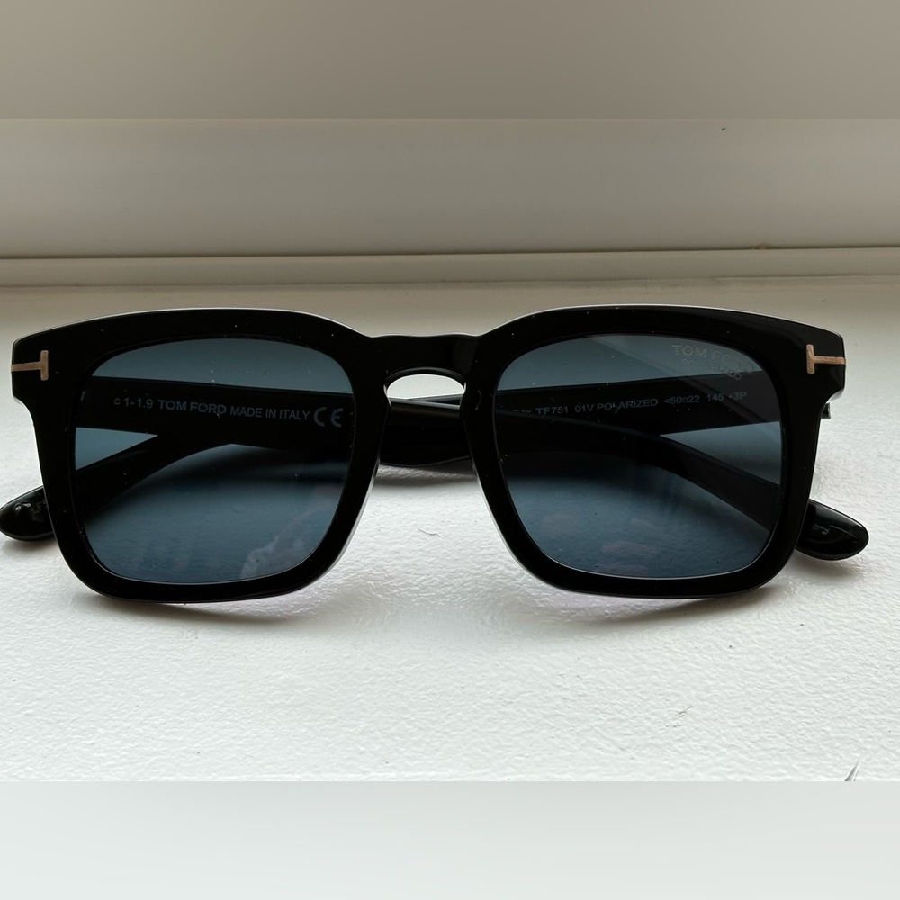 Tom Ford Sunglasses Dax Polarized Black Glossy Square Blue FTO751